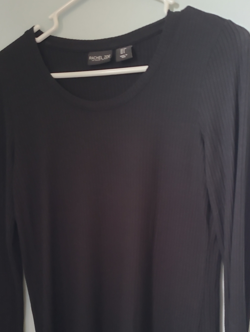 Rachel Zoe Slim Ribbed Crewneck Sweater in Black